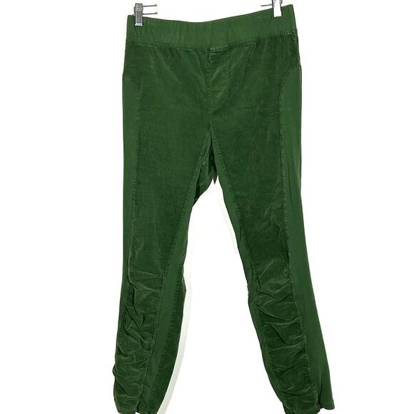 XCVI Wearables Pants Size Medium Green Pull On Elastic Waist Ruched Comfy - Picture 1 of 10